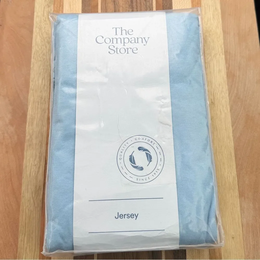 The Company Store Classic Jersey Knit Pillowcase Set, Standard, Cloud Blue. NWOT